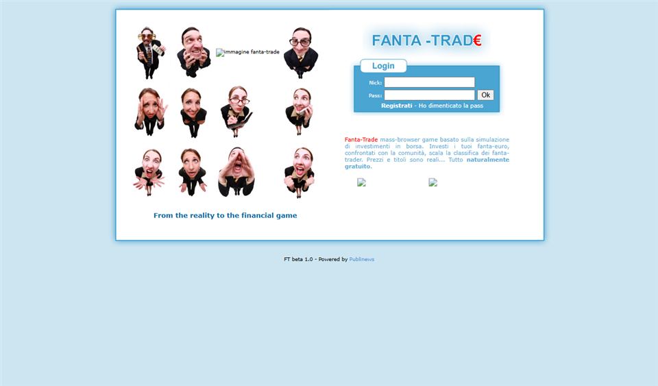 La page d'accueil de Fanta-Trade en 2008