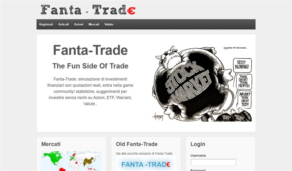 La page d'accueil de Fanta-Trade en 2014